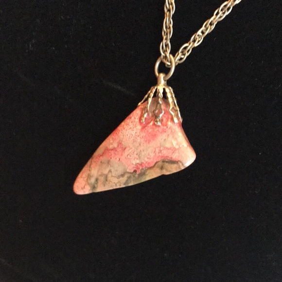 Gold tone boho necklace fashion jewelry w/stone - Picture 5 of 6